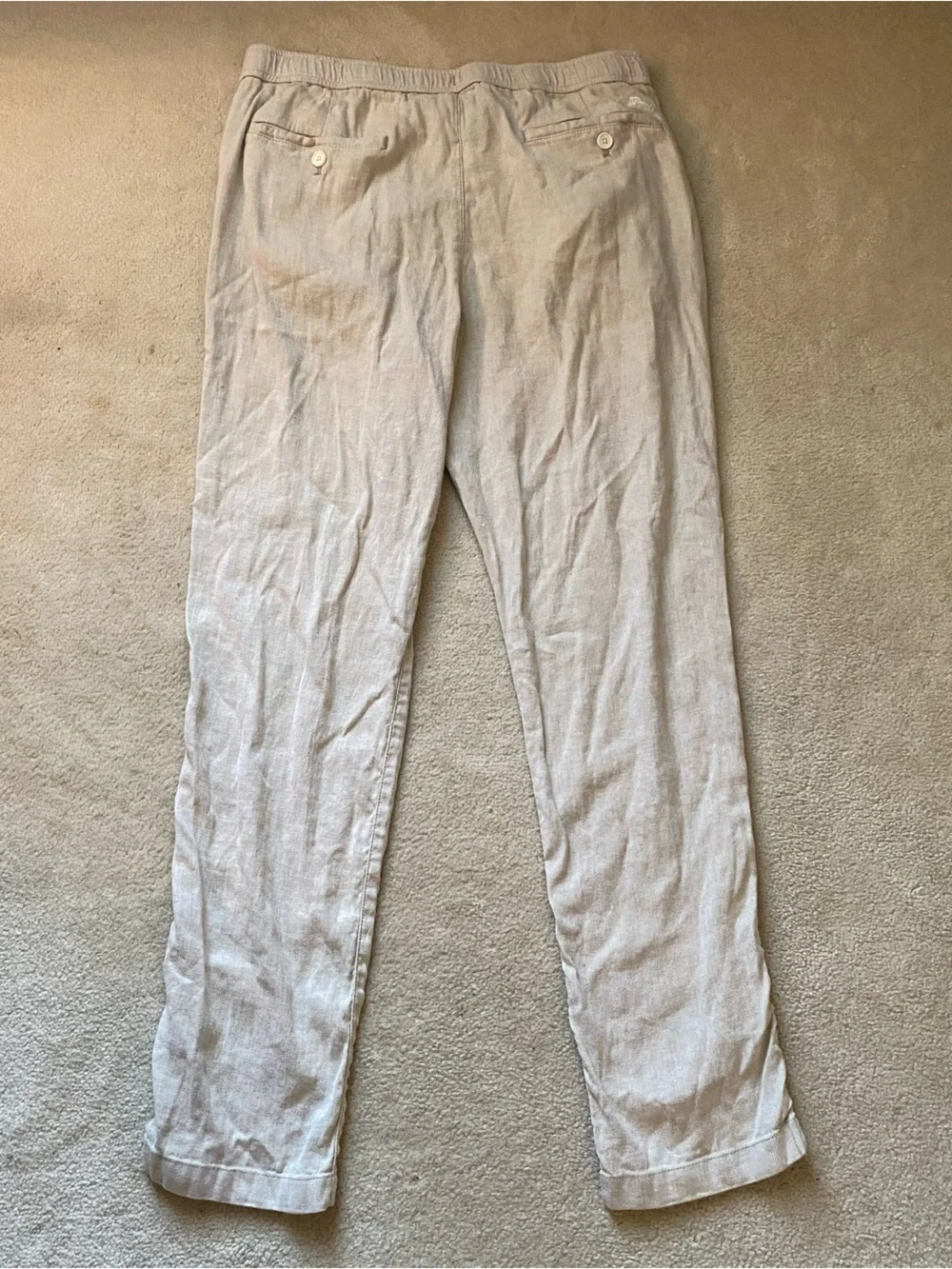 Tommy Bahama Pants Mens Large Beige Linen Blend Casual Beach Fits 32x31